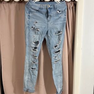 American Eagle Outfitters Light Blue Distressed Skinny Jeans
